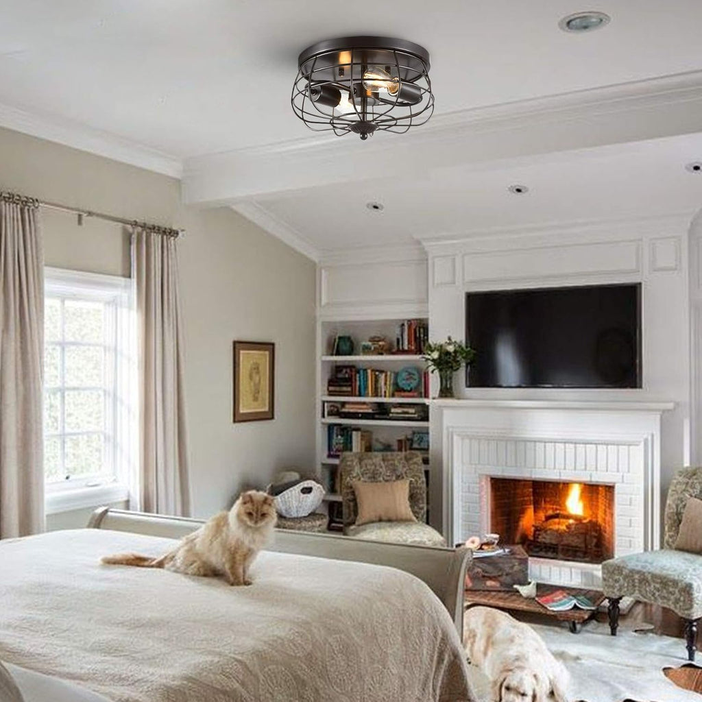 2-Light Industrial Flush Mount Ceiling Light Fixture M38910