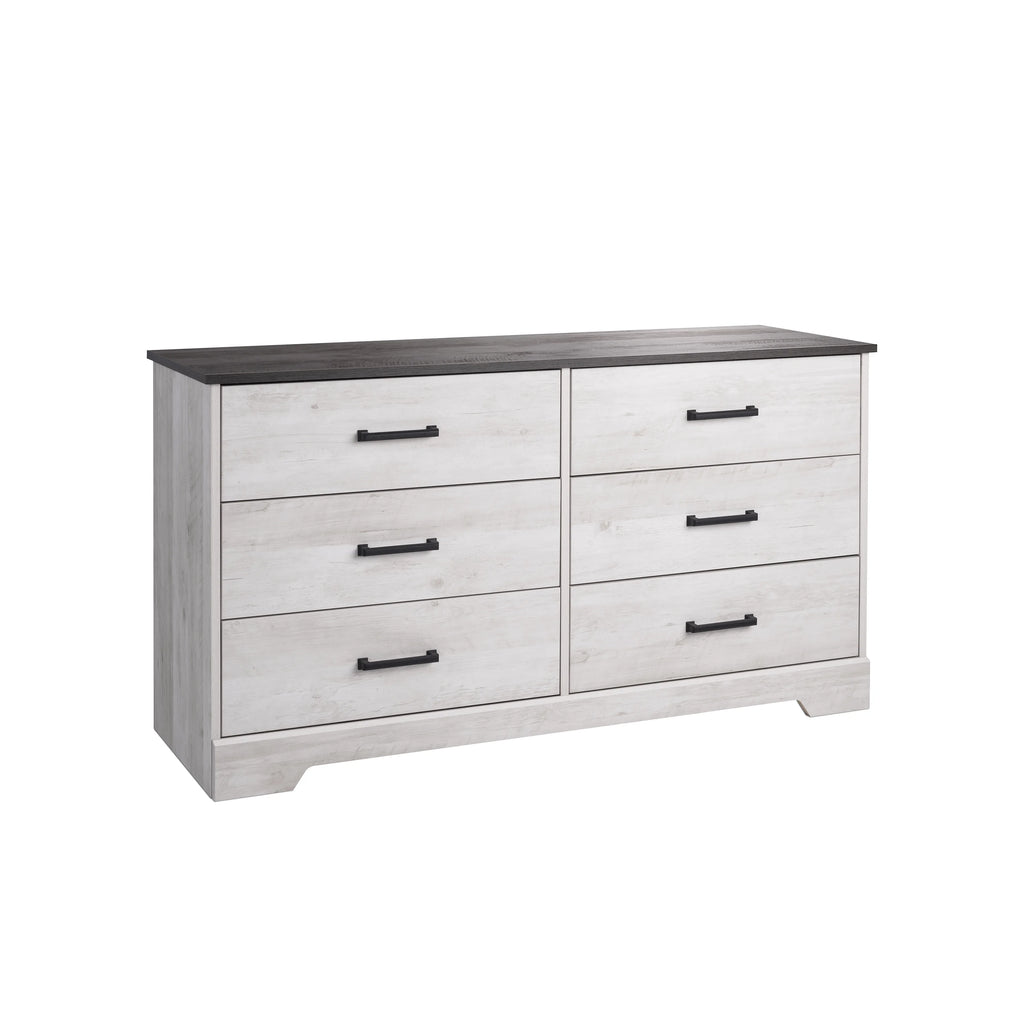 Washed White 6 Drawer Wood Dresser G36207