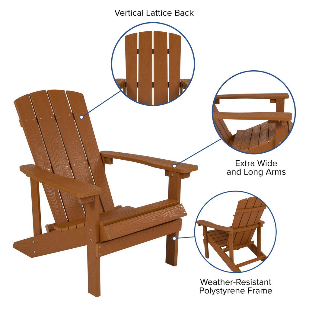Set of 4 Outdoor Teak Poly Resin Adirondack Chairs B3680