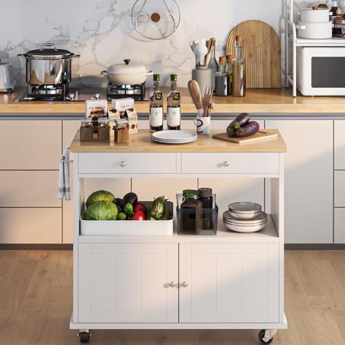 Black Rolling Kitchen Island with Storage Cabinet C6950
