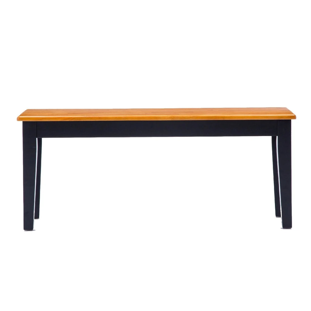 44 Inch Two Tone Dining Bench Tapered Legs Oak Jet Black Wood R341