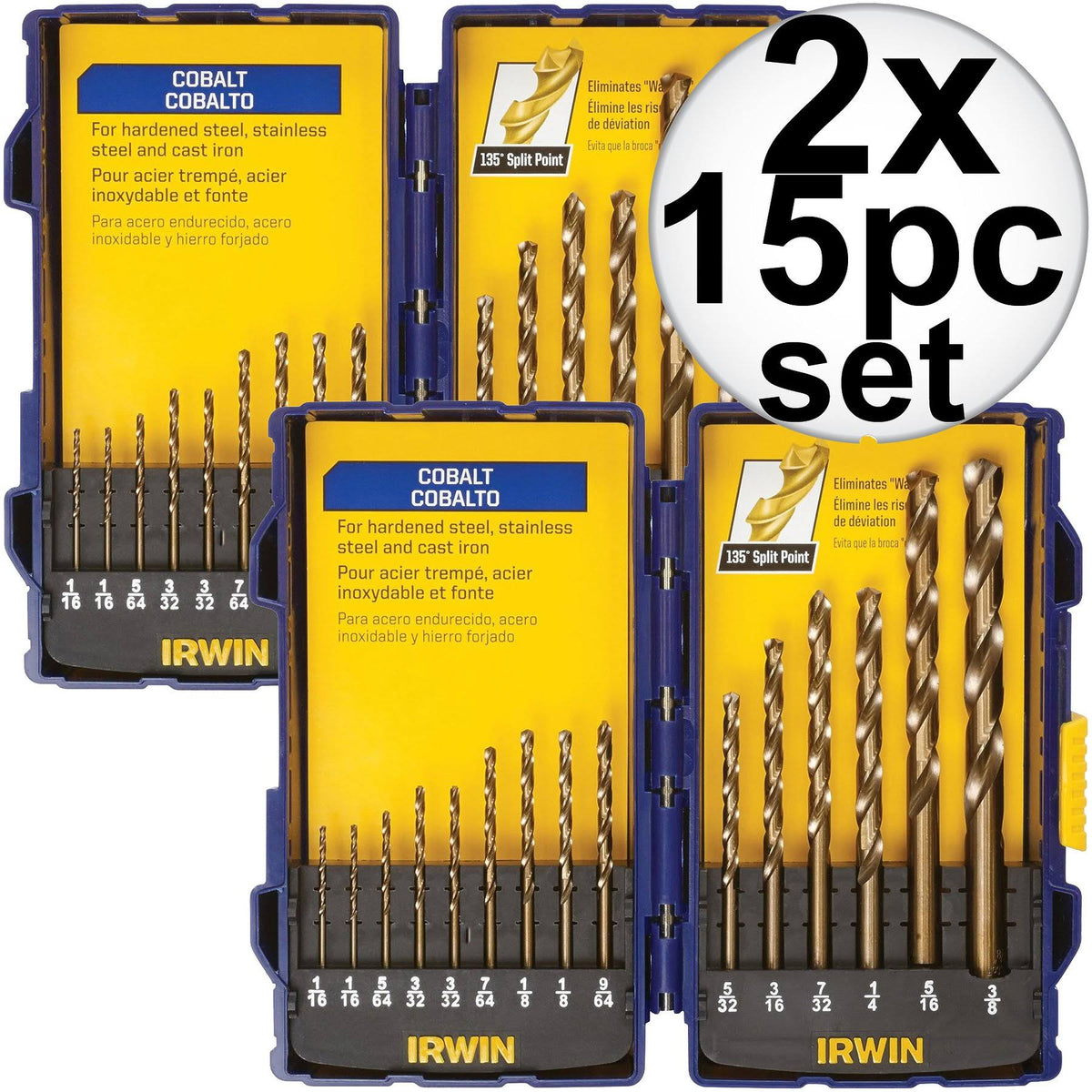 15pc Cobalt Drill Bit Set 2-Pack S79534
