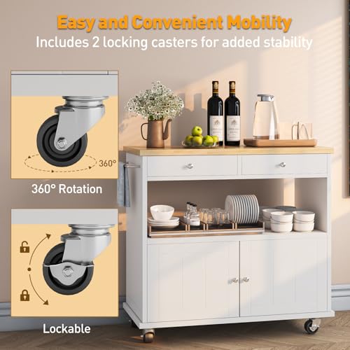 Black Rolling Kitchen Island with Storage Cabinet C6950