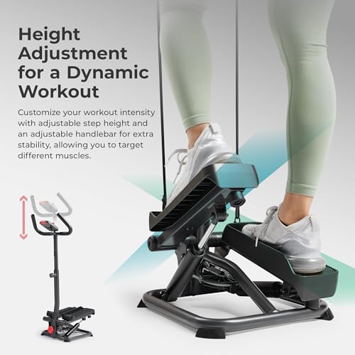 2-in-1 Smart Stepper Machine with Handlebar and Resistance Bands B978911