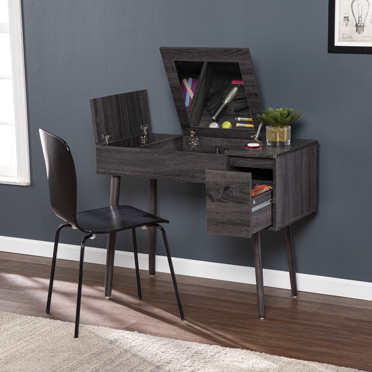 Storage Vanity with Mirror Freestanding Vanity Desk W809