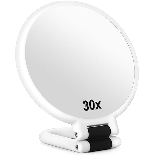 30x Magnifying Black Hand Mirror W7586