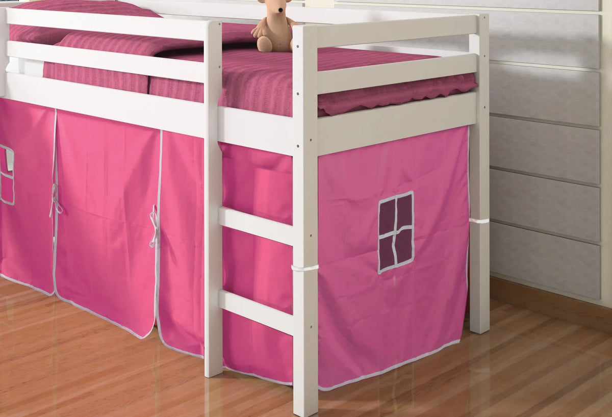 Twin Loft Bed with Pink Tent and Slide W599570