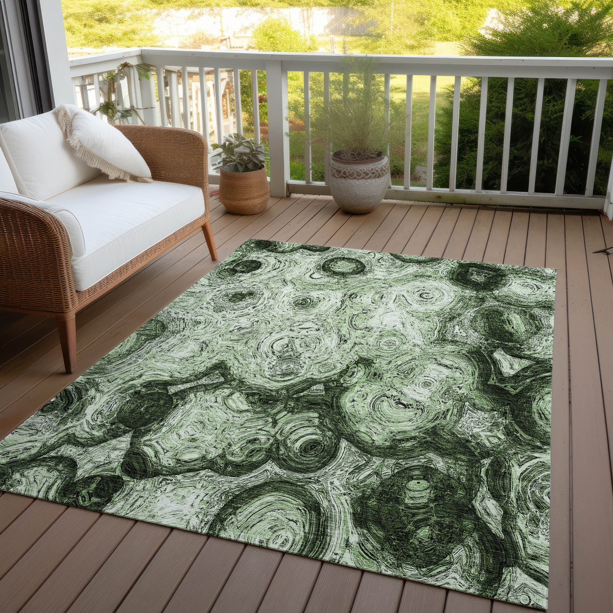 Green 9' x 12' Indoor Outdoor Area Rug B607094