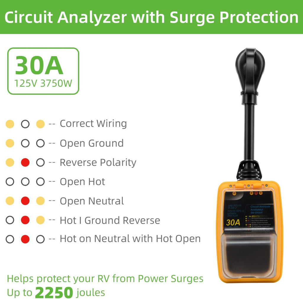 30 Amp RV Surge Protector with Waterproof Cover H52198