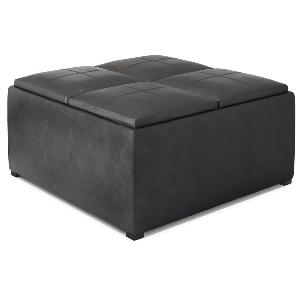 35 inch Square Storage Ottoman Faux Leather V406
