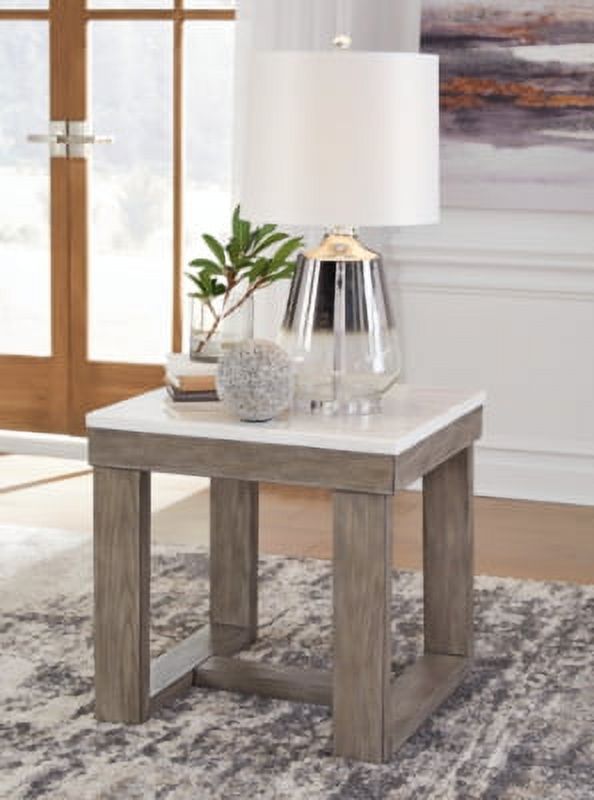 White Marble Top Casual End Table Z19671