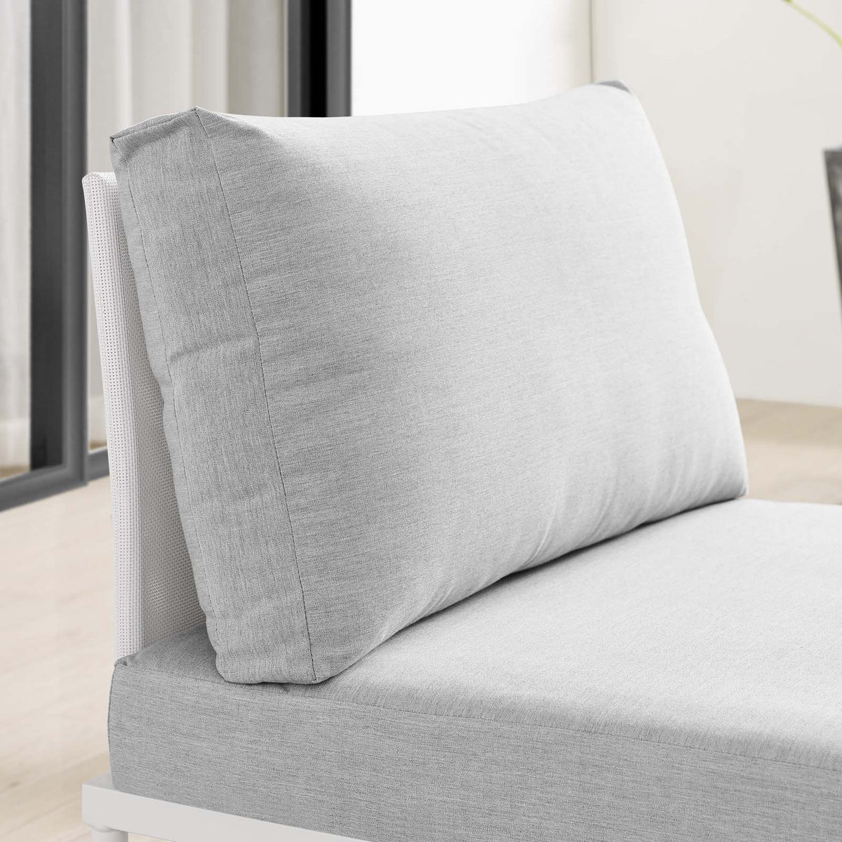 White Gray Aluminum Armless Patio Chair X10187