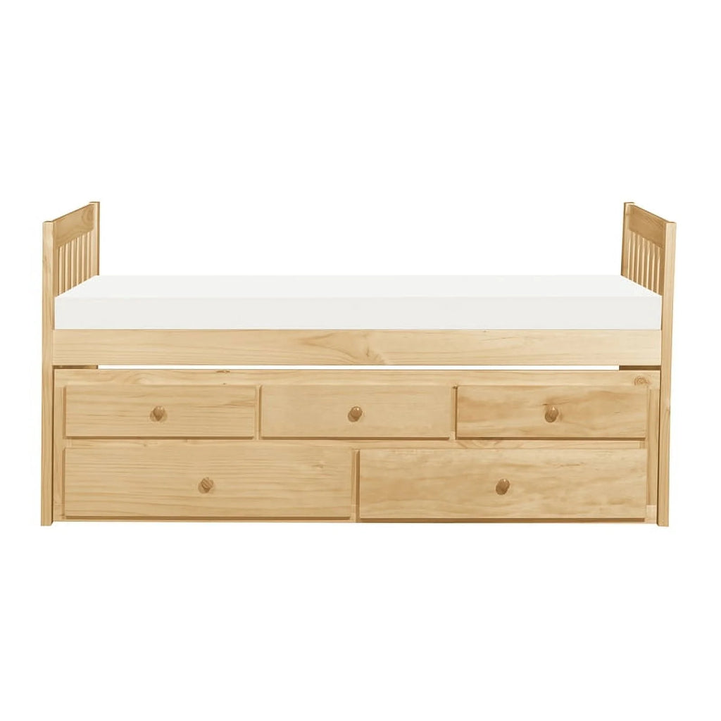 Natural Pine Wood Twin Trundle Bed F314532
