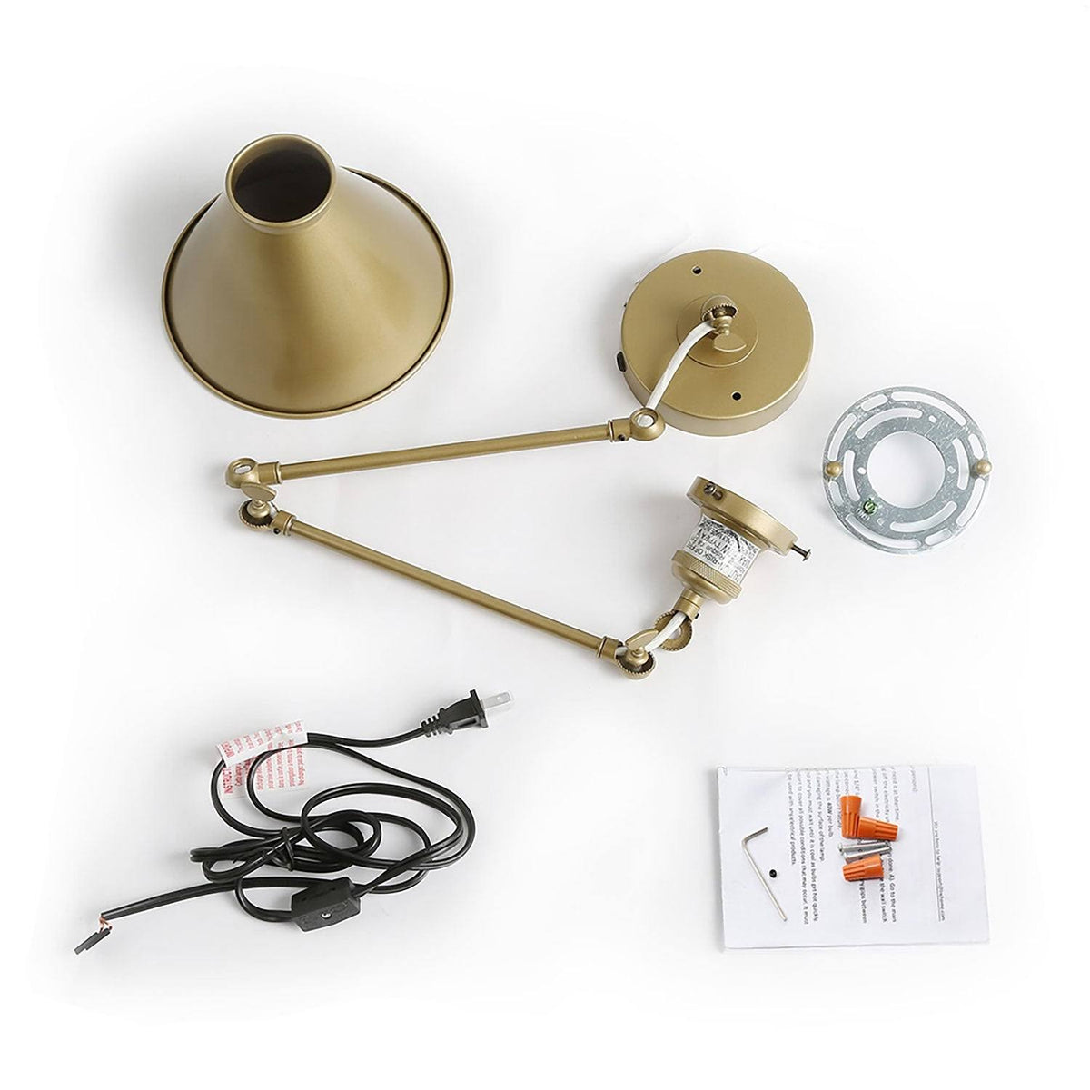 Adjustable Gold Swing Arm Plug-In Wall Lamp T98211
