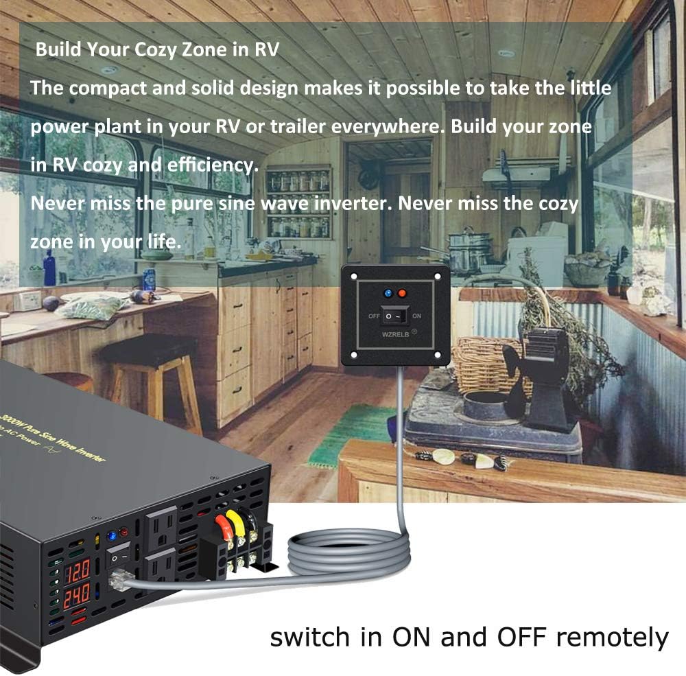 3000 Watt 12V DC Pure Sine Wave Power Inverter with Remote Control Switch E542