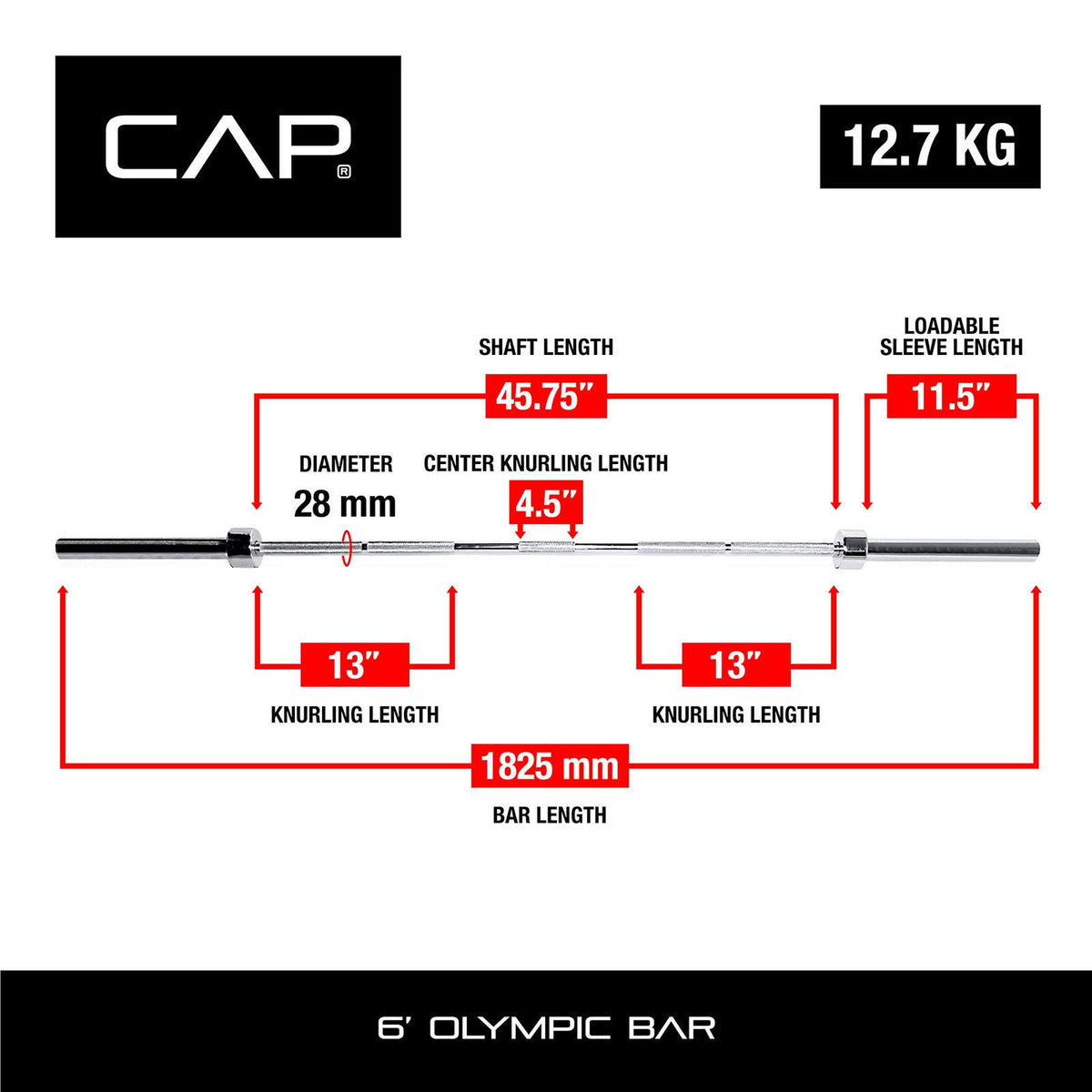 6-Foot Solid Olympic Bar Chrome 2-inch M1969