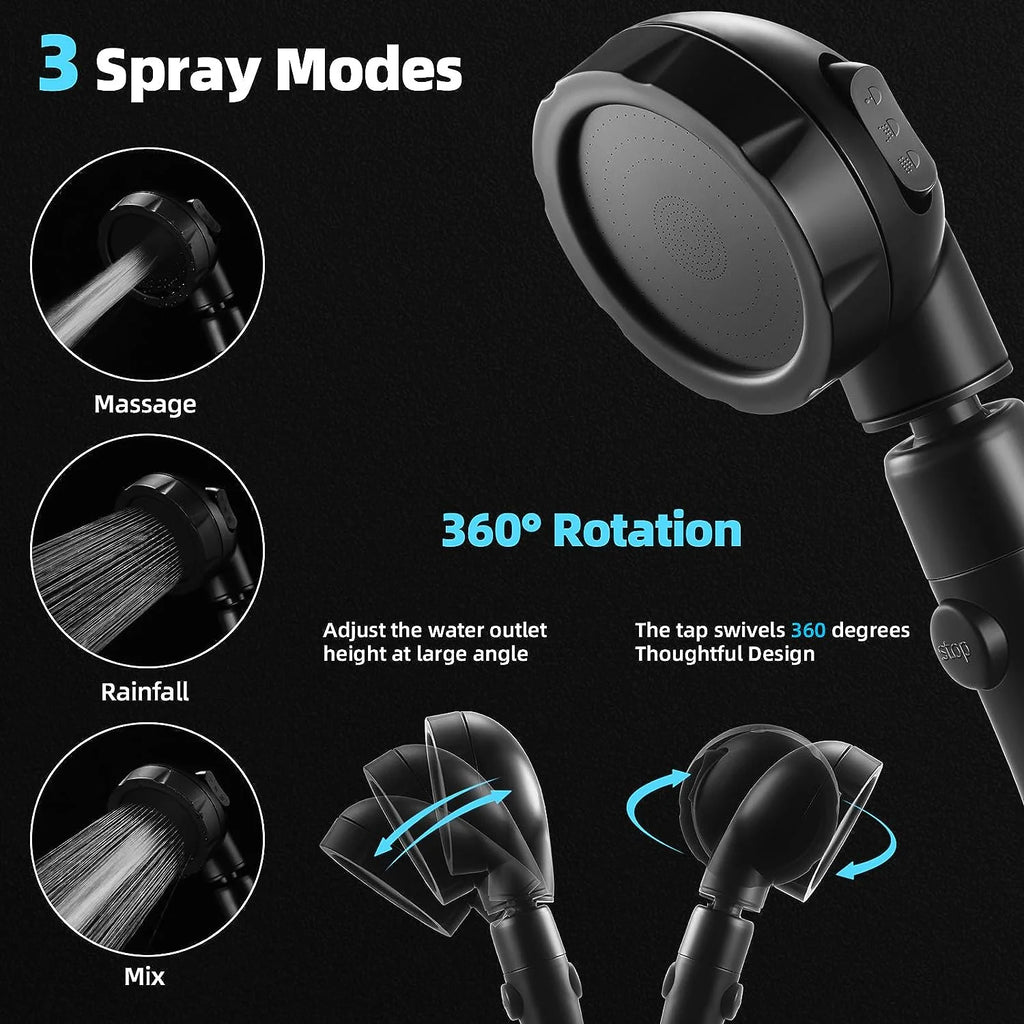 High Pressure 3-Settings Handheld Showerhead (Chrome) Q67393