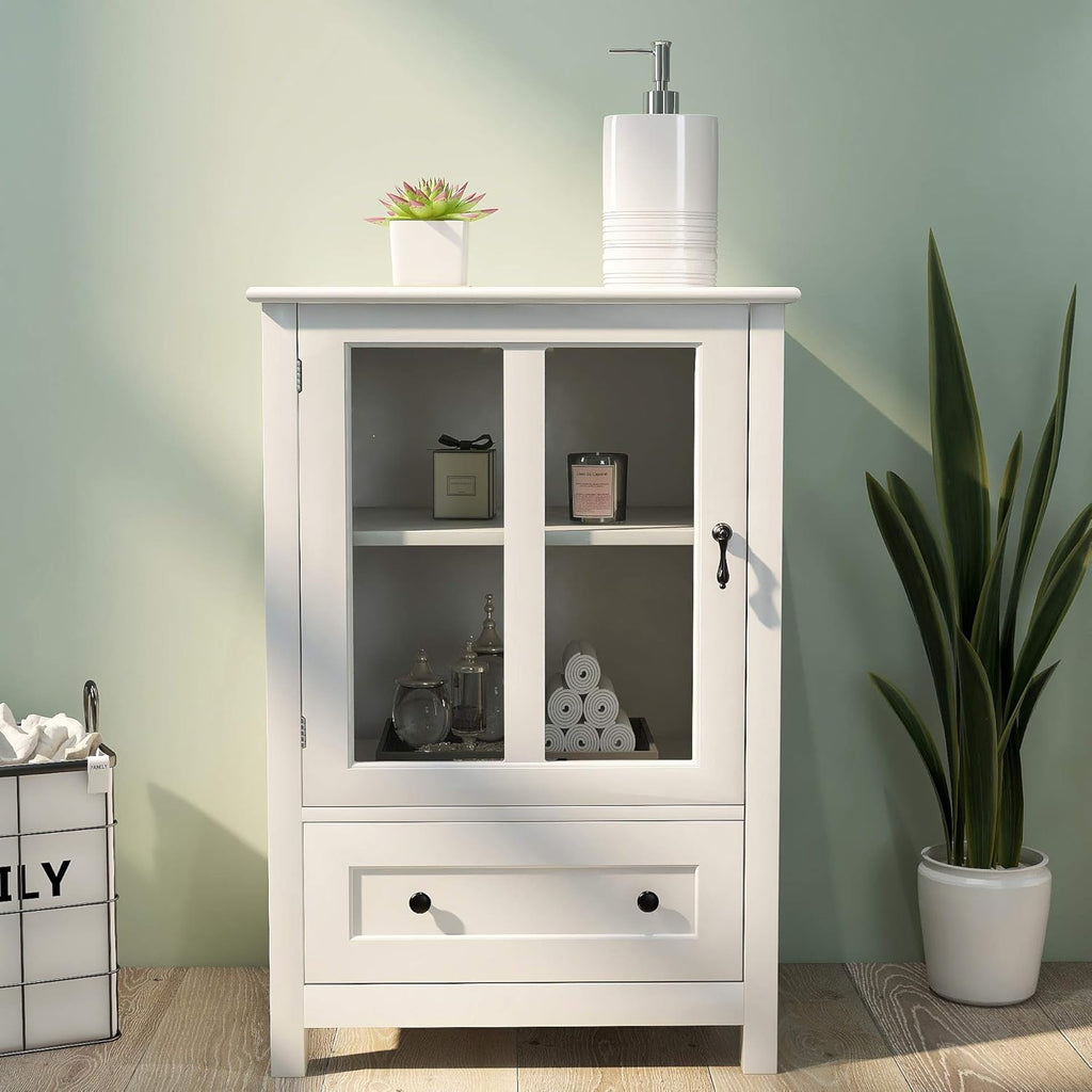 Kitchen Storage Sideboard Buffet Server Cabinet with 2-Door Adjustable Shelf and Open Shelf J9378