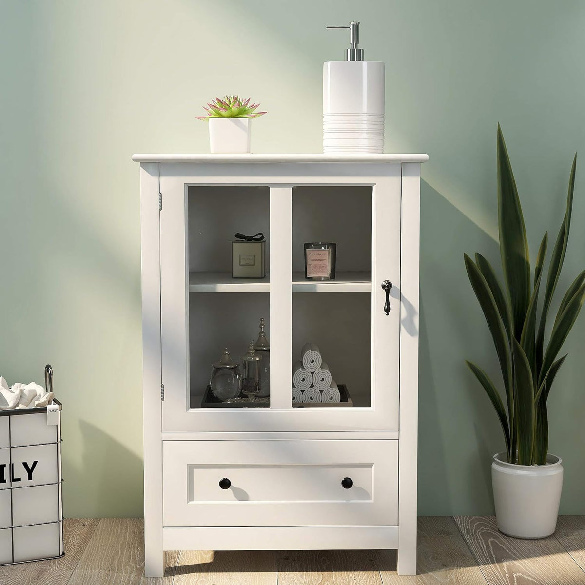 Kitchen Storage Sideboard Buffet Server Cabinet with 2-Door Adjustable Shelf and Open Shelf J9378