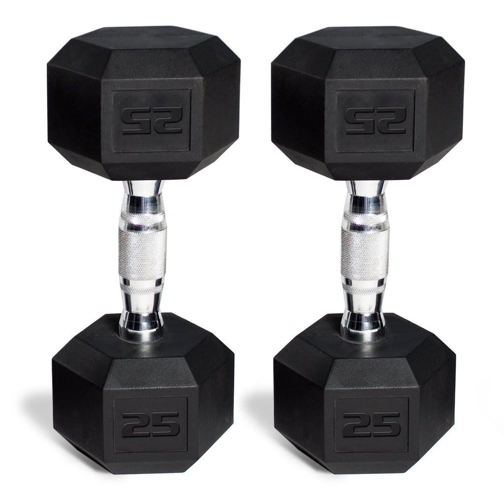 50 lb Rubber Hex Dumbbell Weight Set D95338