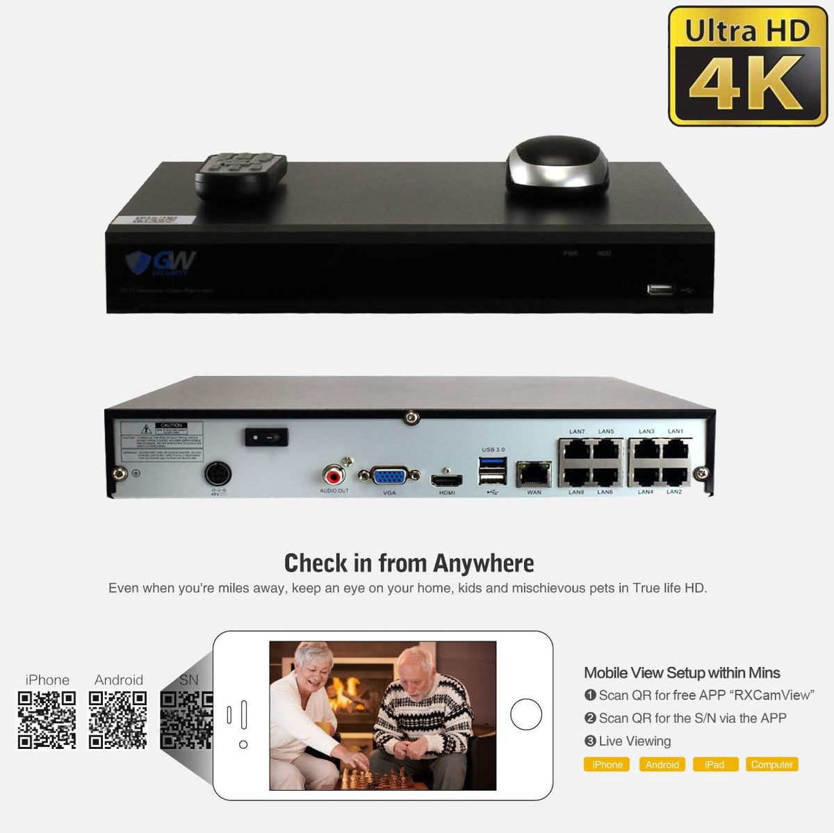 8 Channel 4K Security Camera System with 4 Bullet Cameras L34891