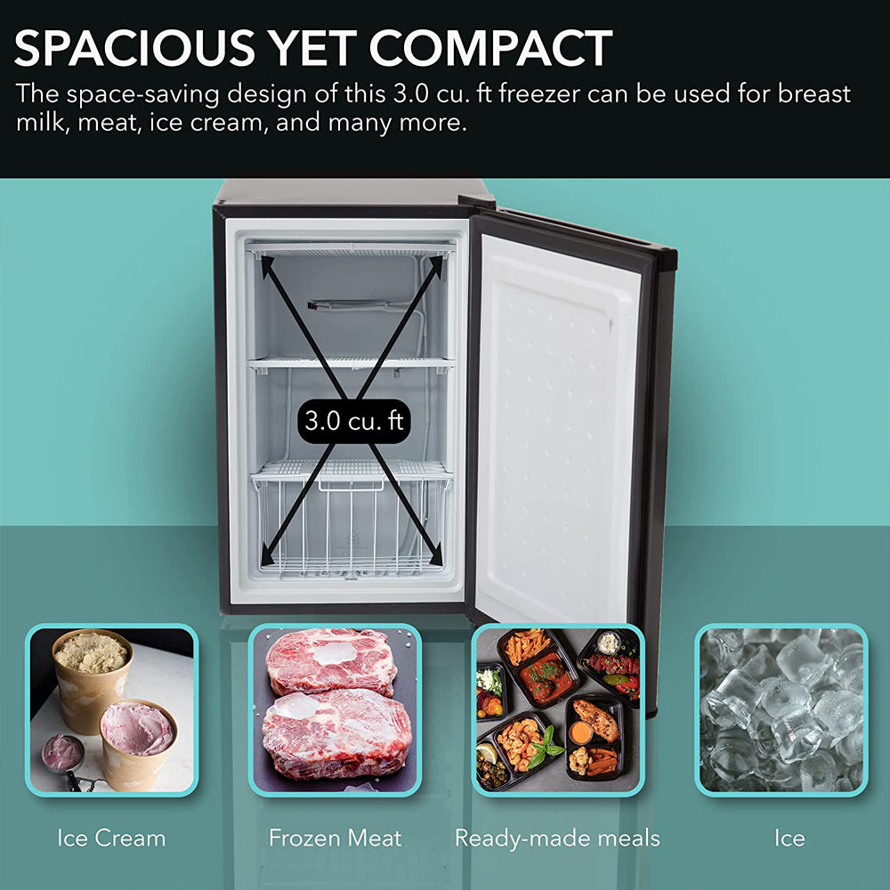 3.0 Cubic Feet Upright Freezer with Lock Black N58894