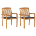 Patio Chairs 2 pcs with Anthracite Cushions Solid Teak Wood R62729