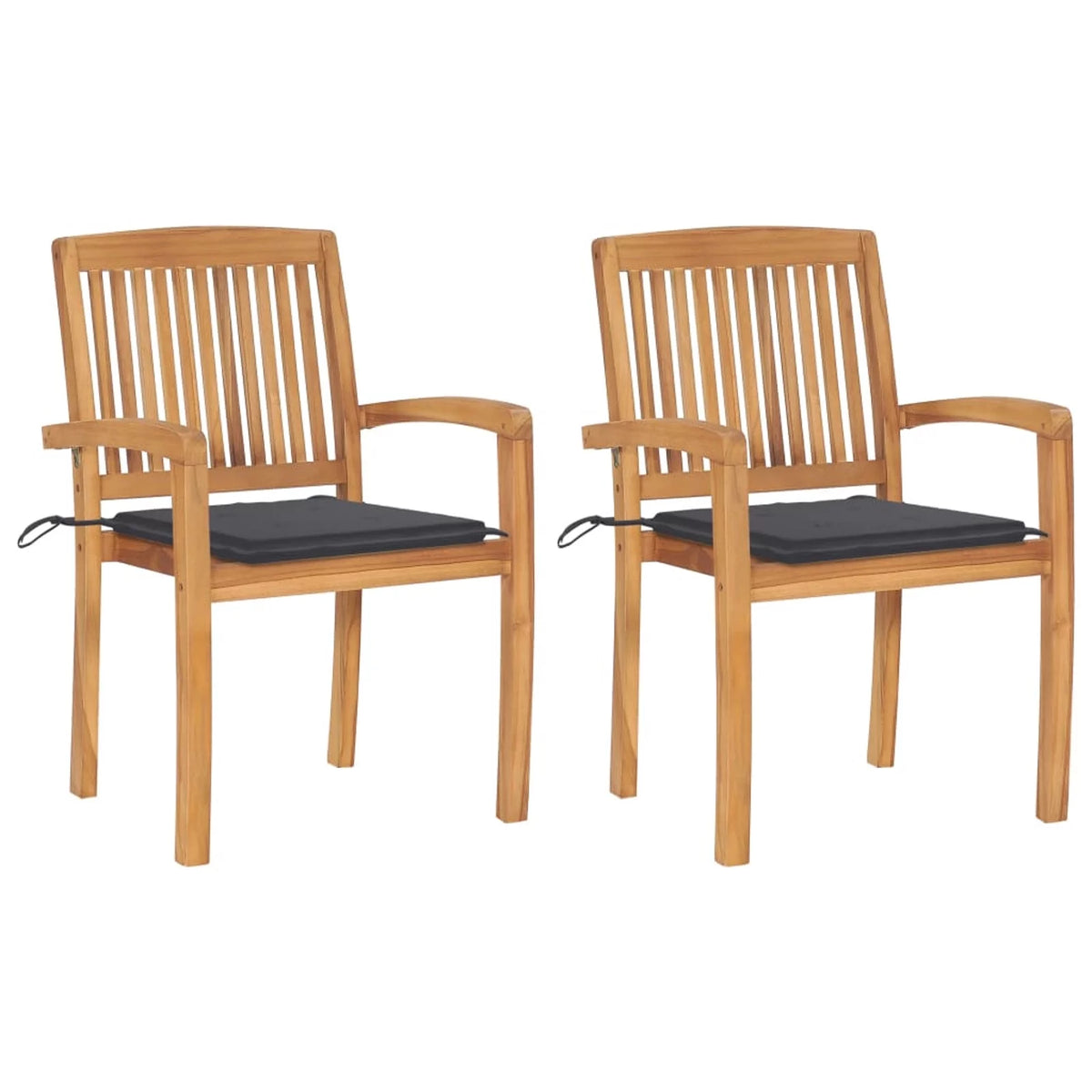 Patio Chairs 2 pcs with Anthracite Cushions Solid Teak Wood R62729