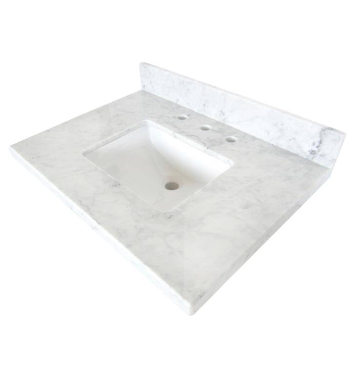 White Quartz Vanity Top with Square Undermount Sink S609890