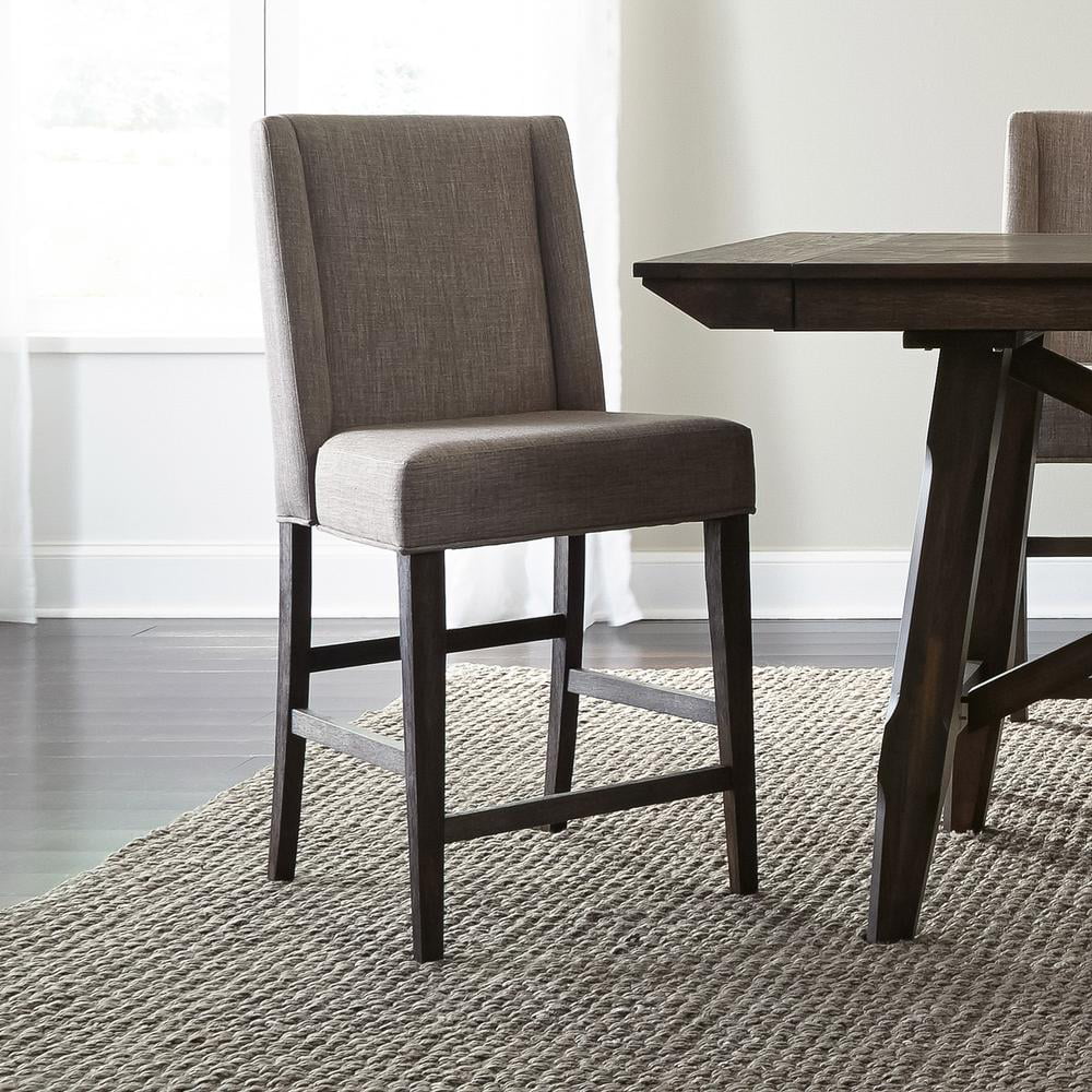 Upholstered Counter Chair Set of 2 Rustic Brown O6279