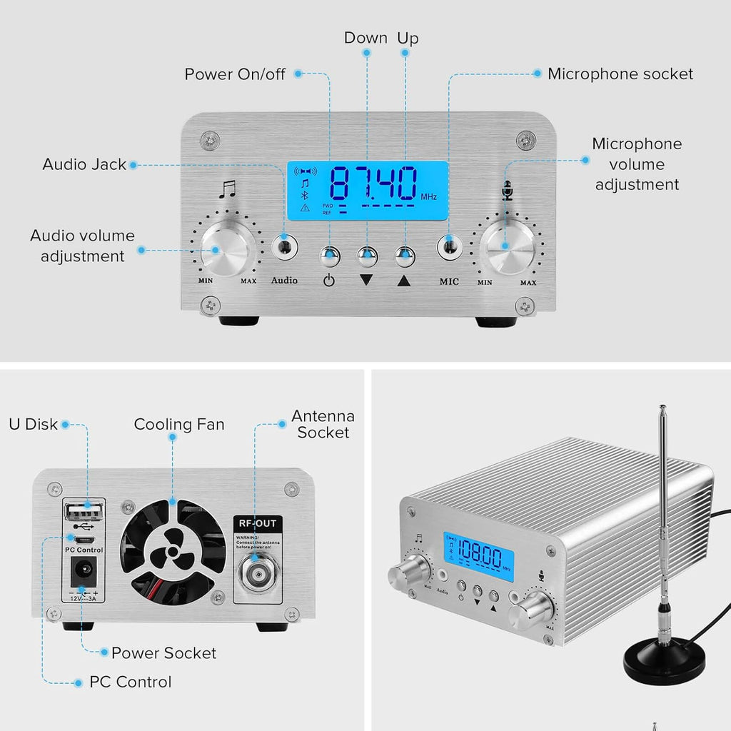 15W FM Broadcast Transmitter 87~108MHz W4158