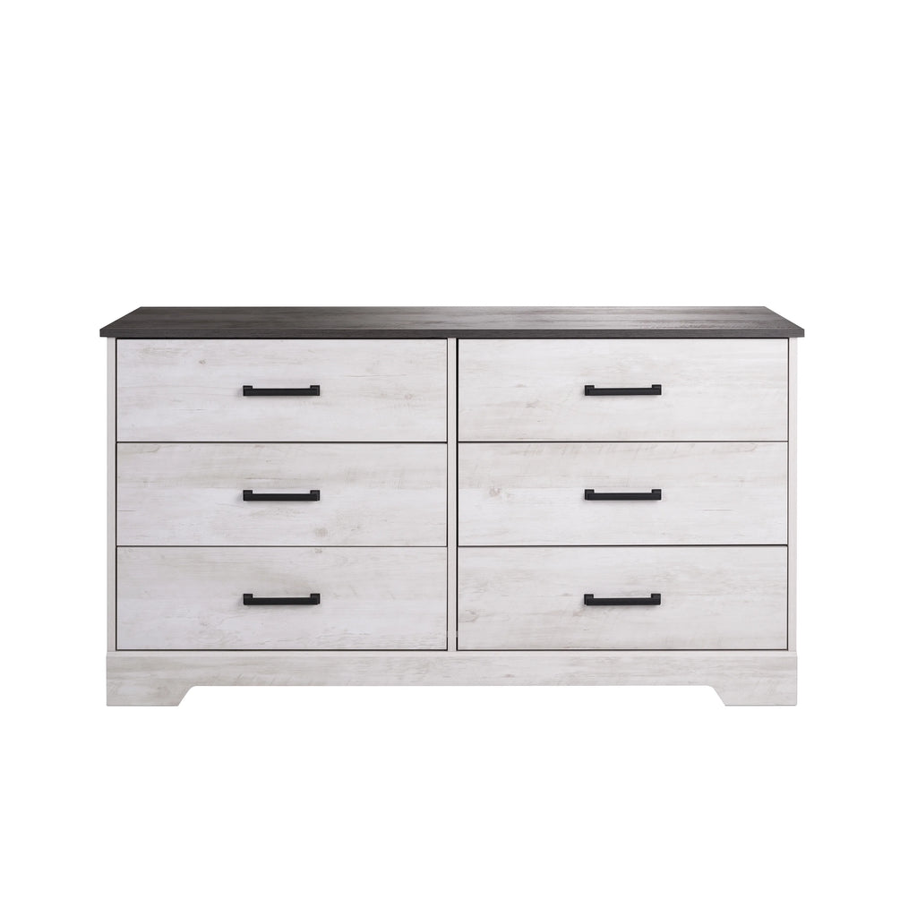 Washed White 6 Drawer Wood Dresser G36207
