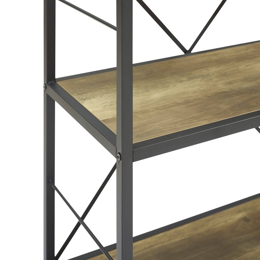 30x22 Five Shelf Laminate Wood and Metal Utility Shelf Dark Walnut Q4082