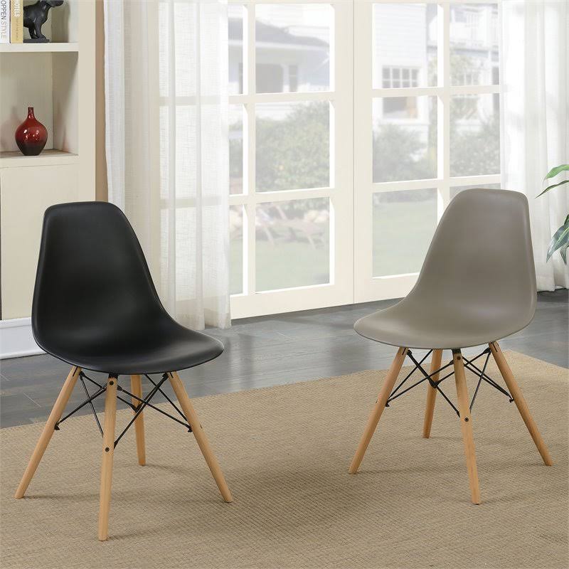 Black Plastic Dining Side Chair Set of 2 O66199