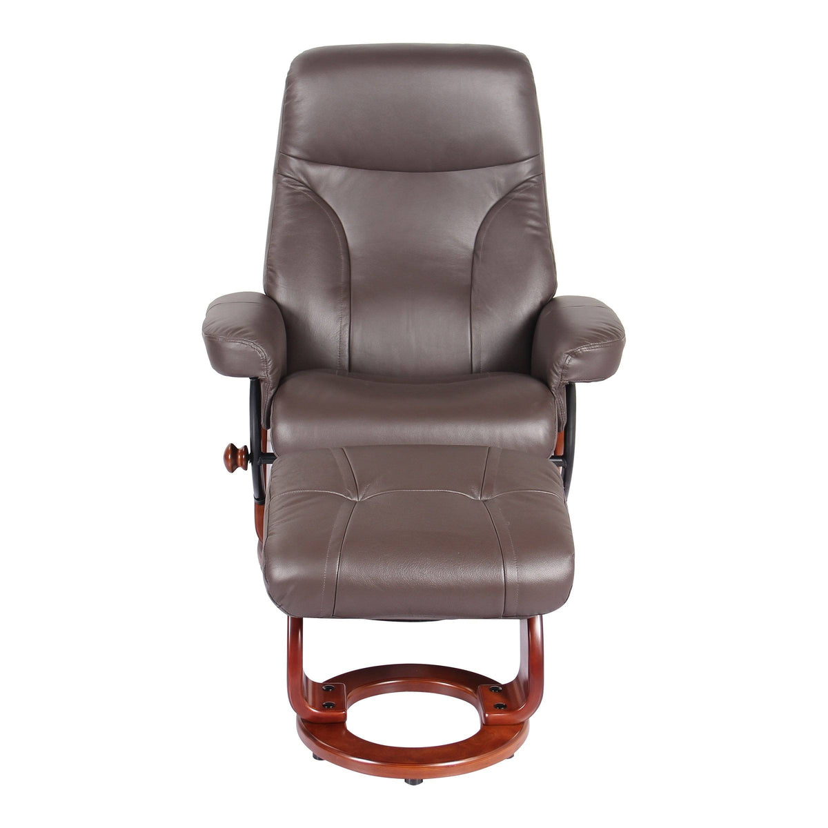 Taupe Leather Recliner and Ottoman X6581