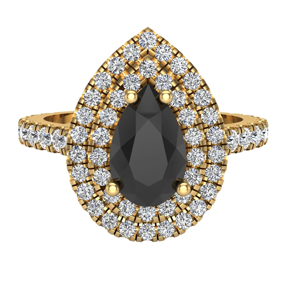 Pear Double Halo Engagement Ring 1.75 carat 14K Gold V288211