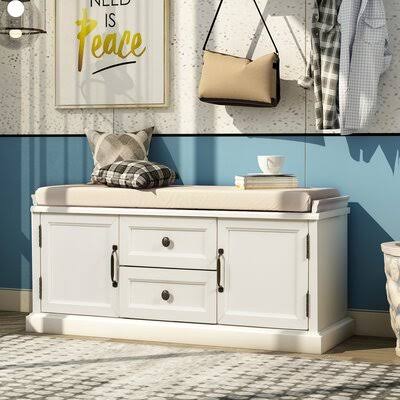 White Cabinet Storage Bench Y9519