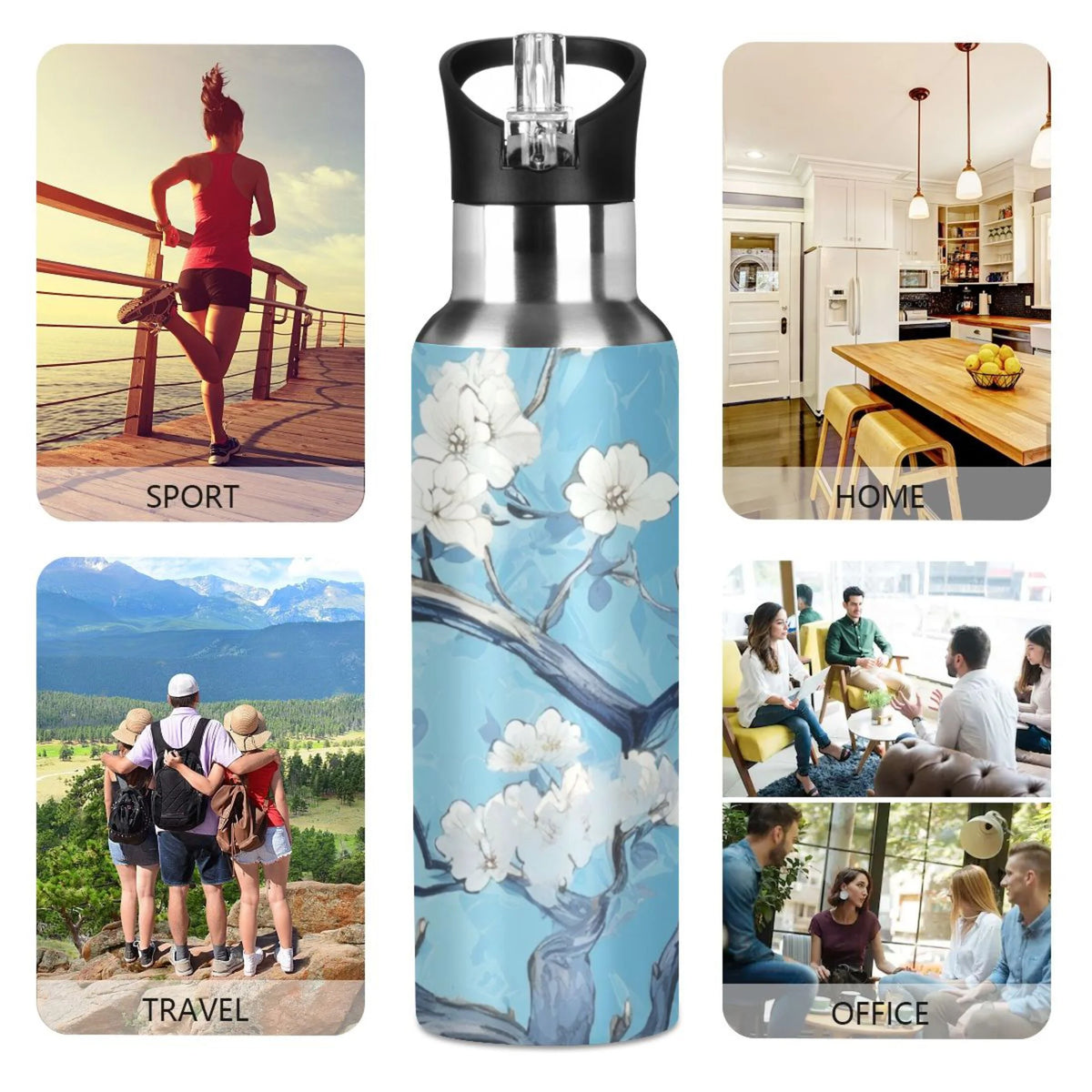Insulated Stainless Steel Water Bottle with Straw Lid 20 oz U806