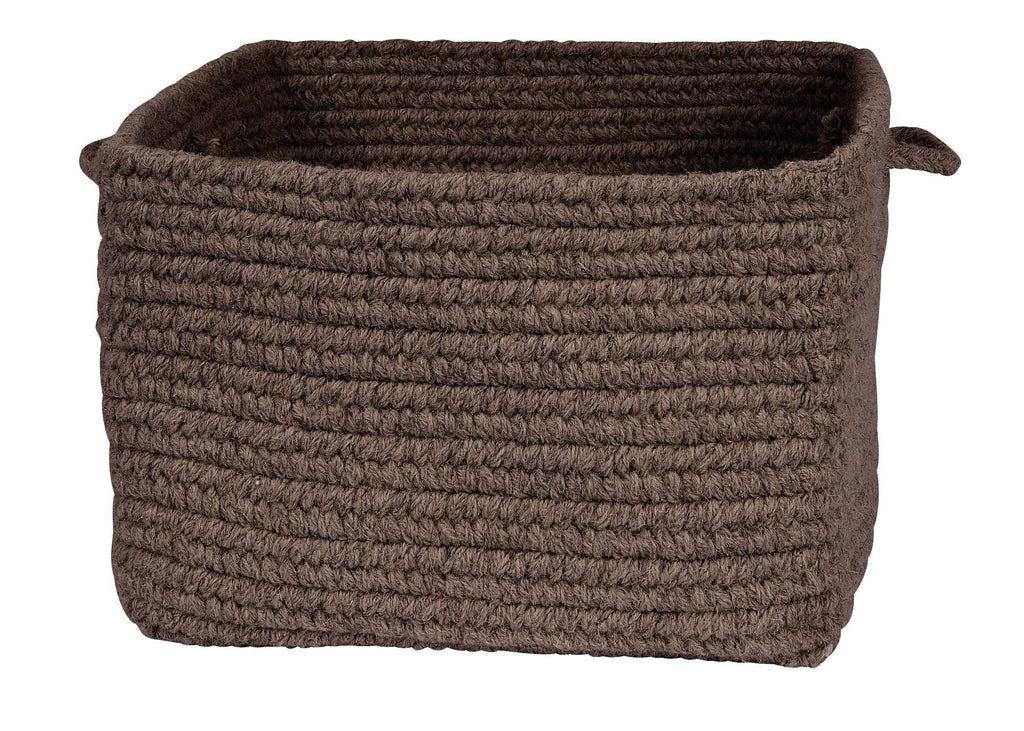 Chunky Natural Wool Dark Brown Square Basket L96056