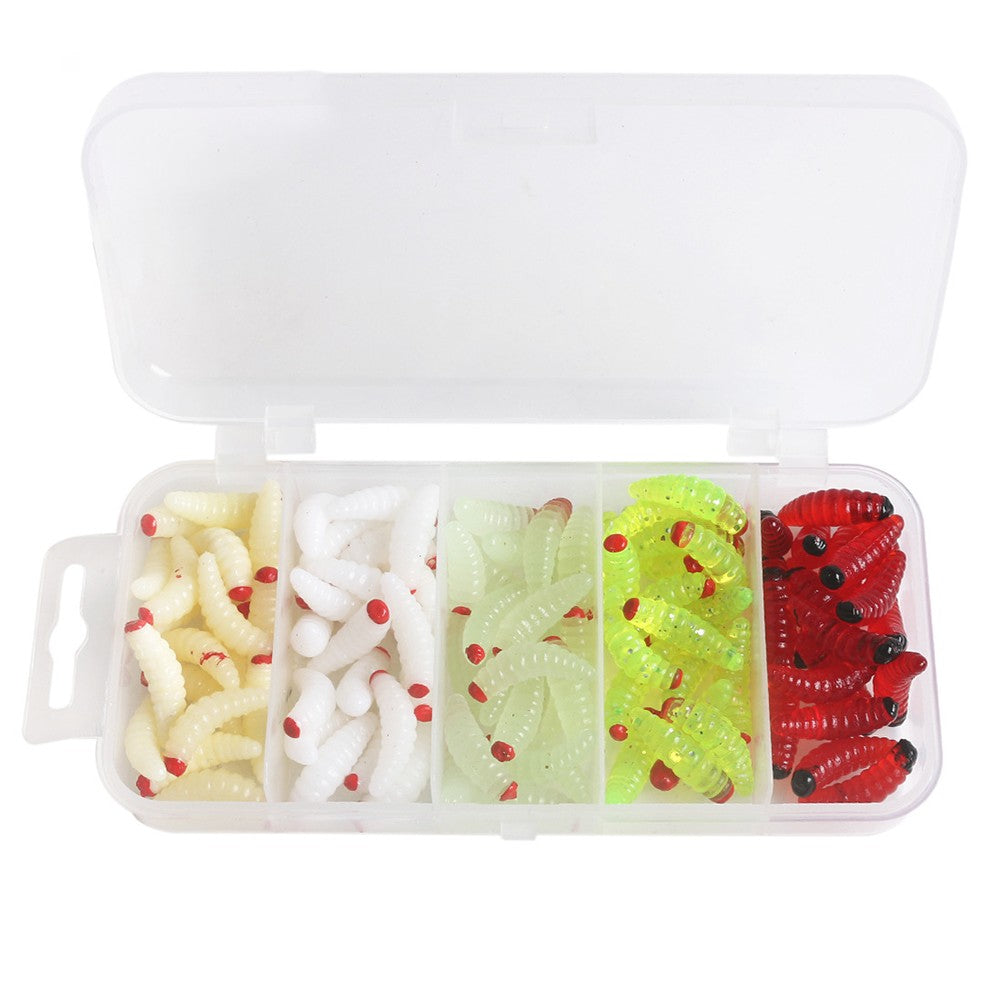 100Pcs Boxed Silica Gel Soft Bait Artificial Maggots G2605