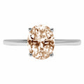 Oval Cut Brown Champagne Simulated Diamond 18k White Gold Solitaire Ring Size 3.5 B458