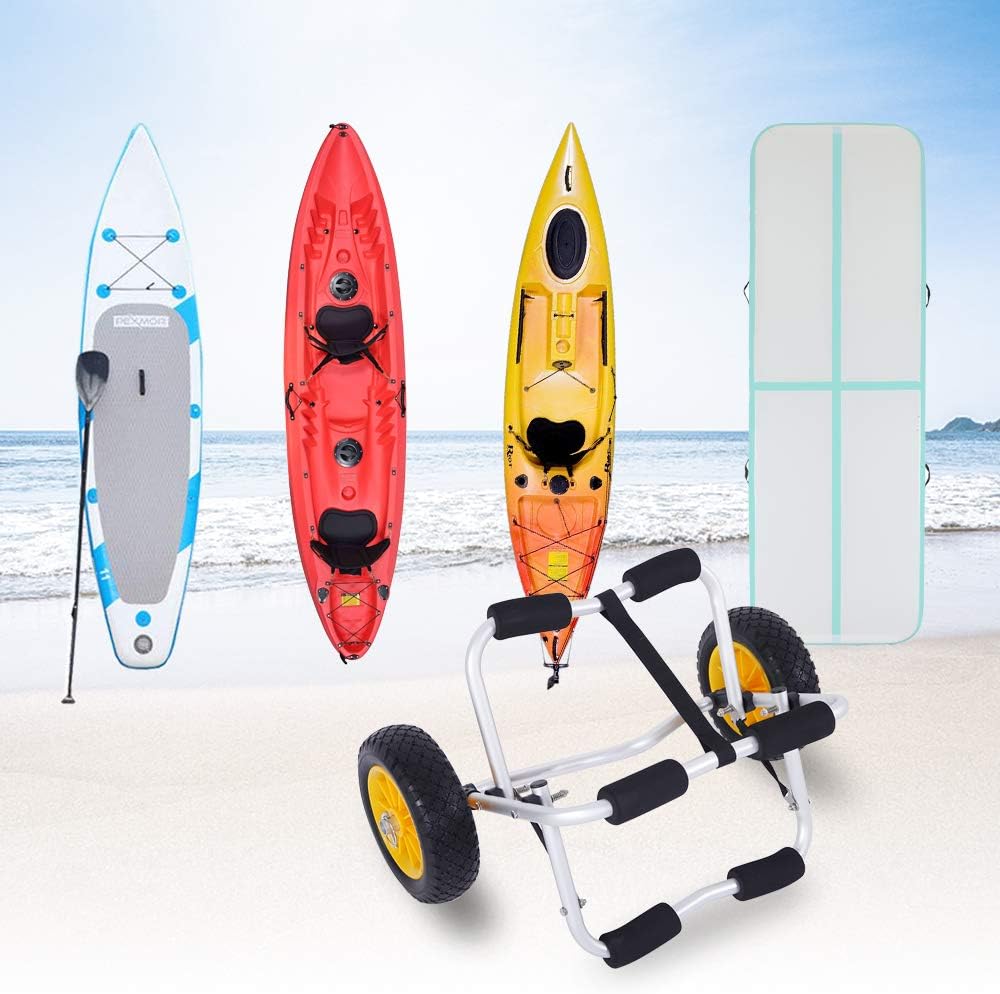 Silver Aluminum Alloy Canoeing Trailer Cart Pack of 2 I916690