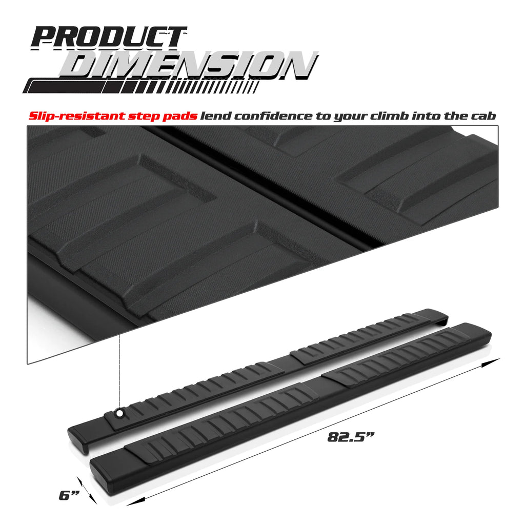 Black 6" Side Step Running Boards A129251