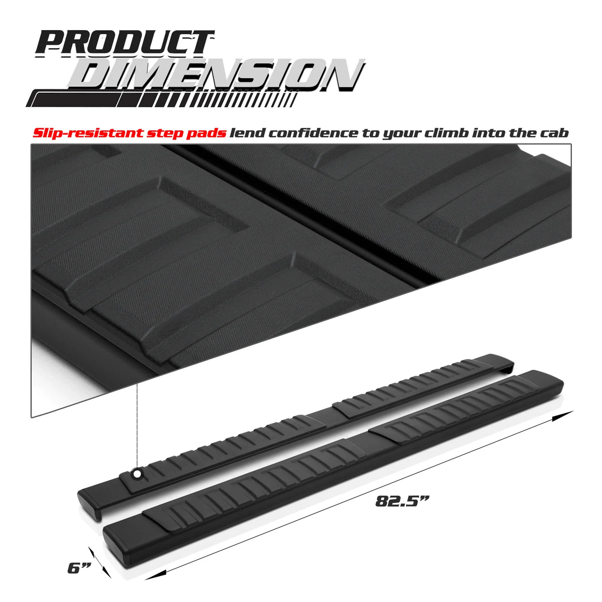 Black 6" Side Step Running Boards A129251