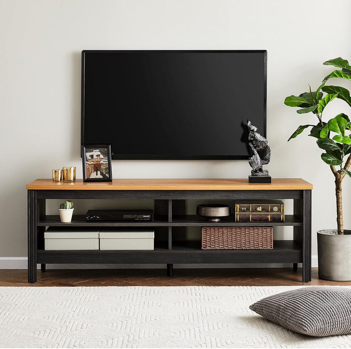 Black 70'' Electric Fireplace TV Stand with Storage B4326