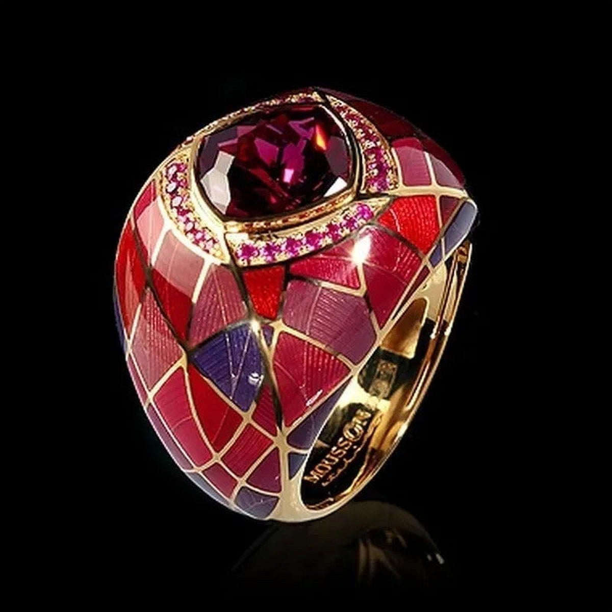 925 Sterling Silver Sapphire Ruby Diamond Ring H755