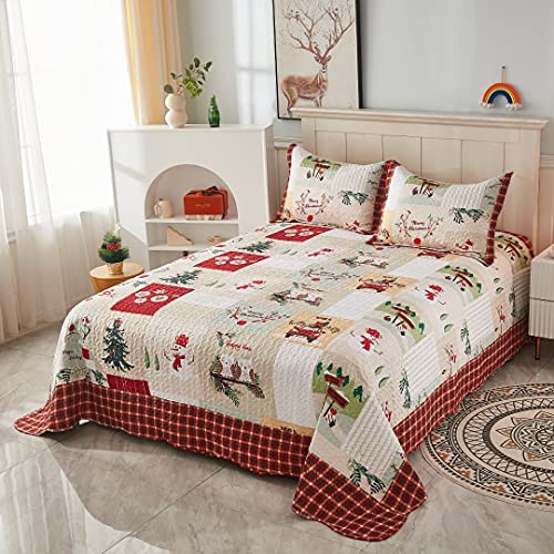 White Queen Christmas Quilt Bedspread Set P1871