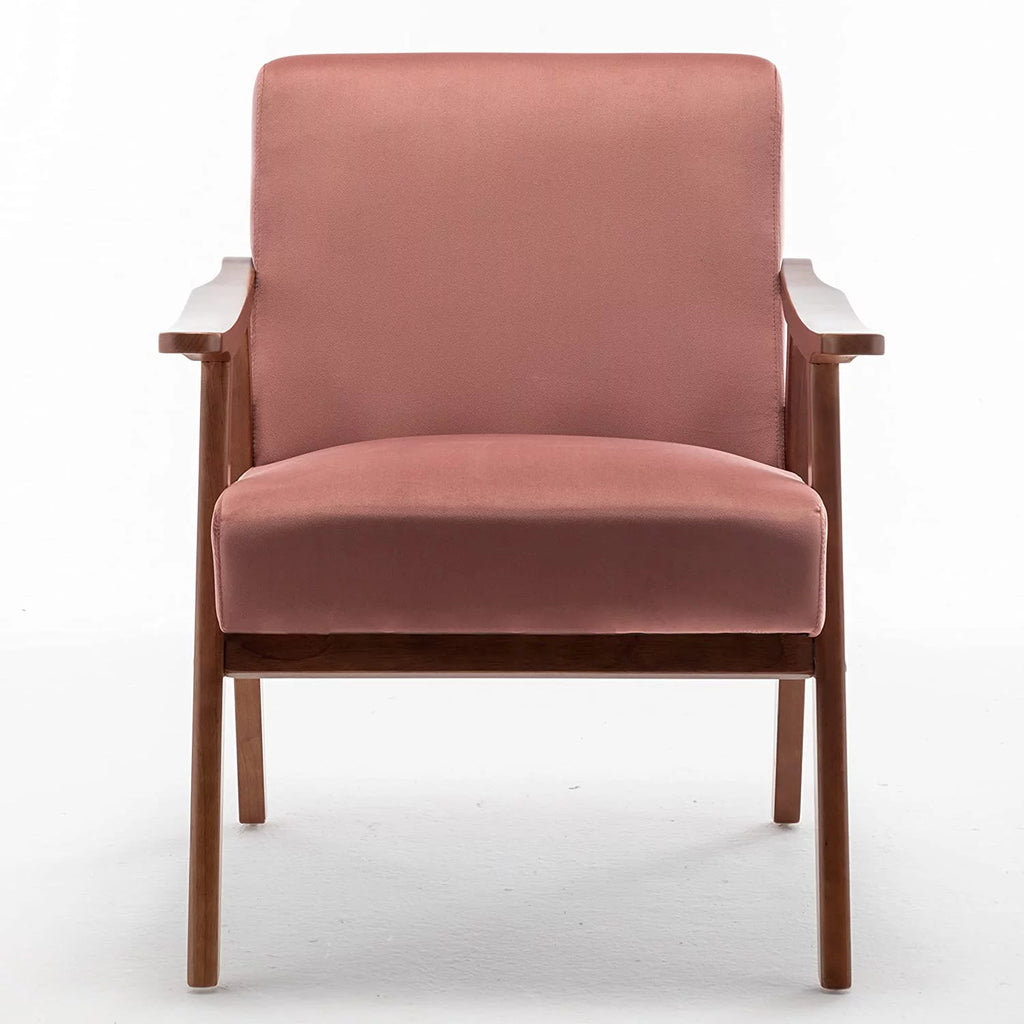 Light Camel Microfiber Accent Chair with Solid Wood Frame A692
