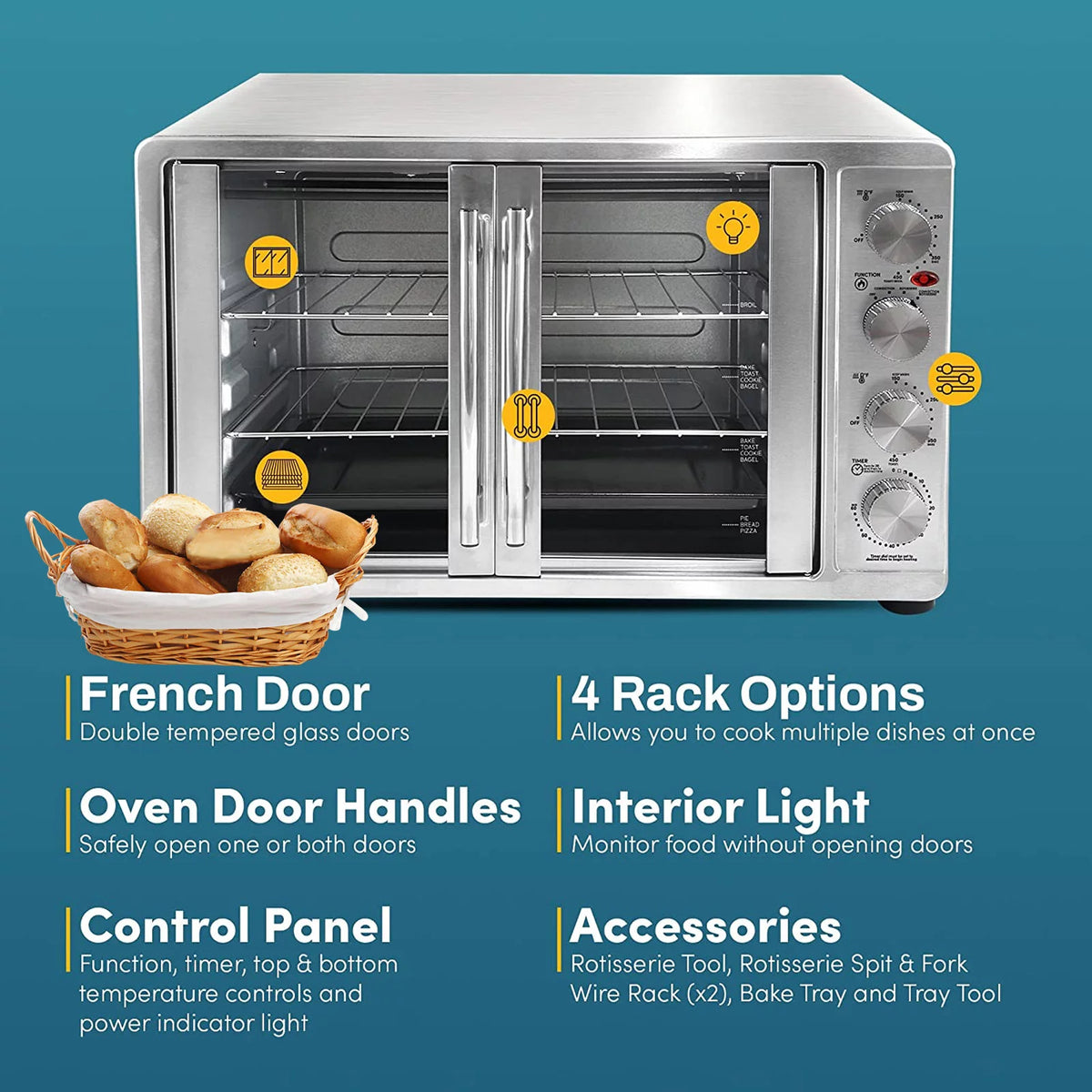 18-Slice Countertop Convection Oven with 4-Control Knobs Stainless Steel X982731