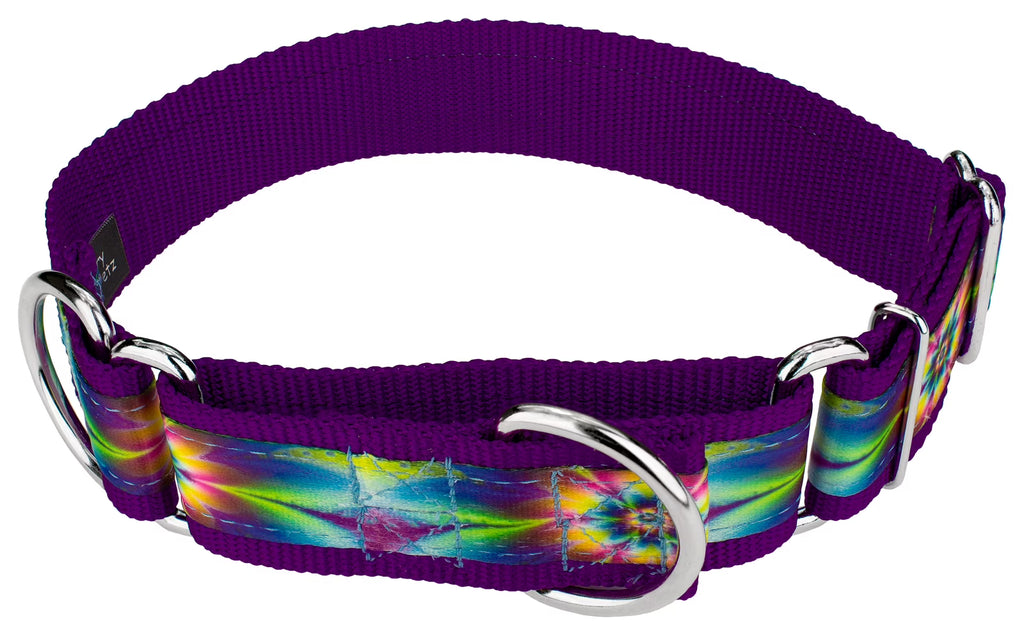 Tie Dye Flowers Martingale Dog Collar, 1 1/2 inch, Large Y765